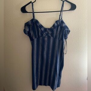 Forever 21 Blue and White Ruffled Mini Sundress